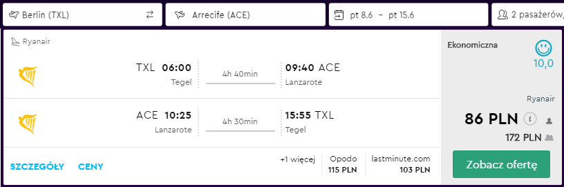 Rezerwacja przelotów na Lanzarote