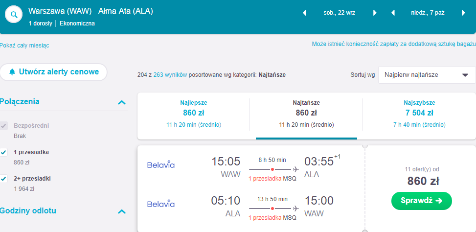 Rezerwacja przelotów do Kazachstanu