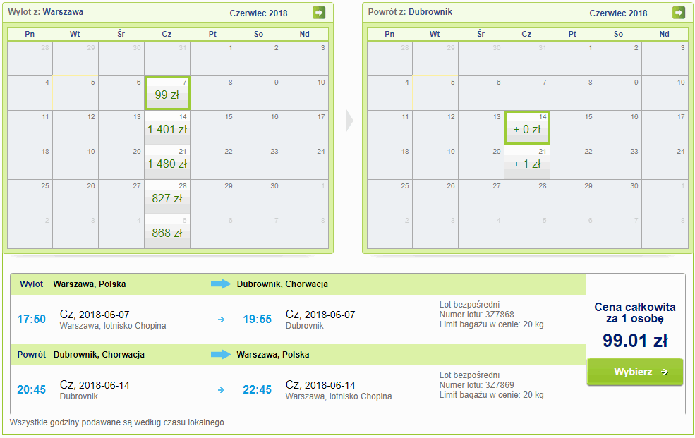 rezerwacja lotów z warszawy do dubrownika