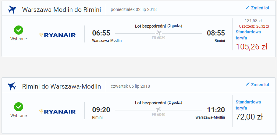 rezerwacja lotów z warszawy do rimini