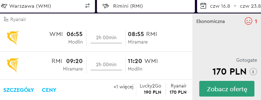 rezerwacja lotów z warszawy do rimini