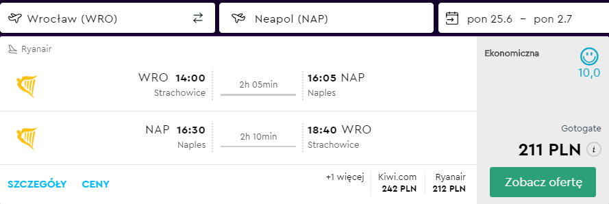 rezerwacja lotów z wrocławia do neapolu