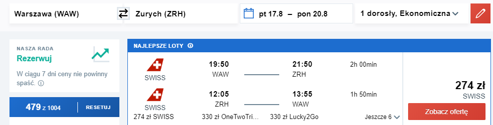zurych loty