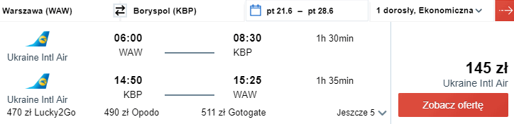 rezerwacja lotów z warszawy do kijowa