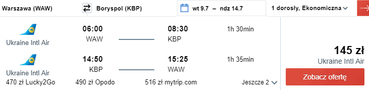 rezerwacja lotów z warszawy do kijowa