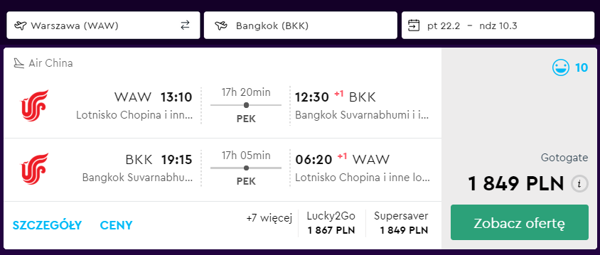 loty do bangkoku