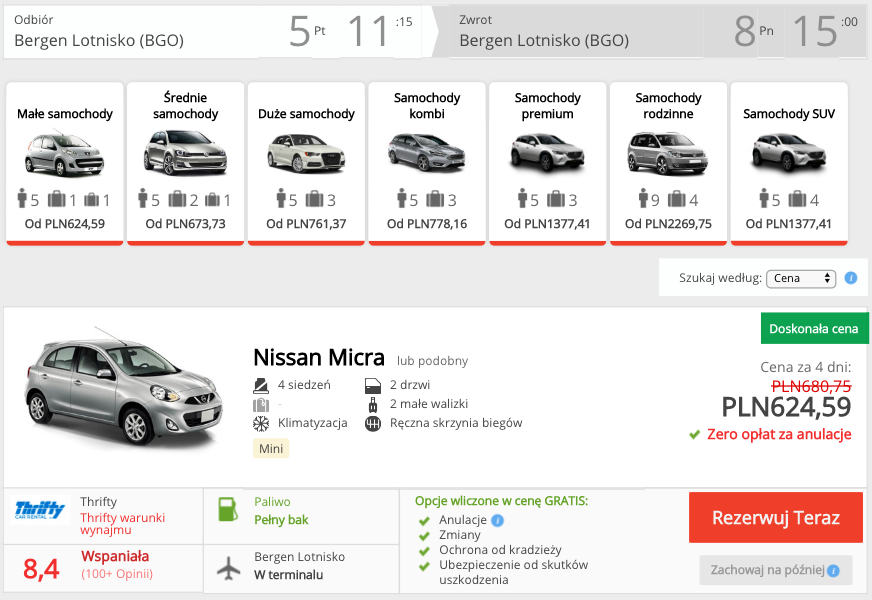 zarezerwuj auto w bergen