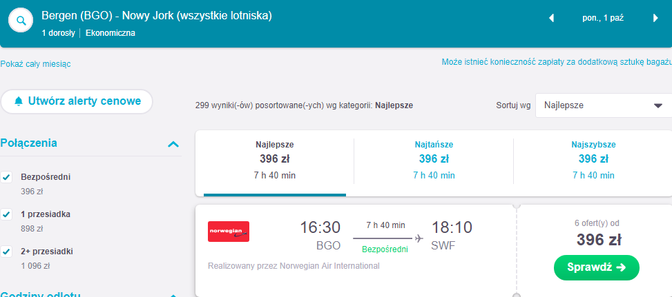 Rezerwacja przelotów do Nowego Jorku
