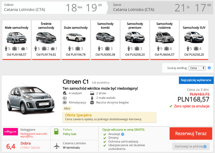 zarezerwuj auto na sycylii