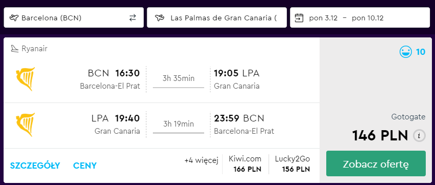 loty na gran canarię