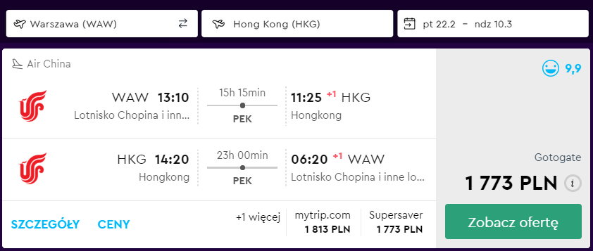 loty do hongkongu