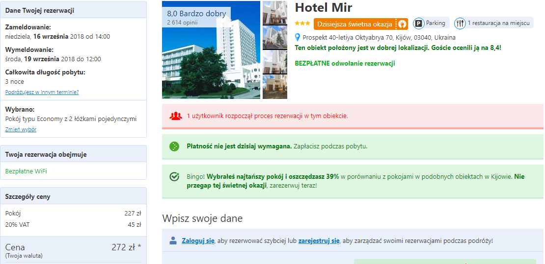 Rezerwacja obiektu w Kijowie