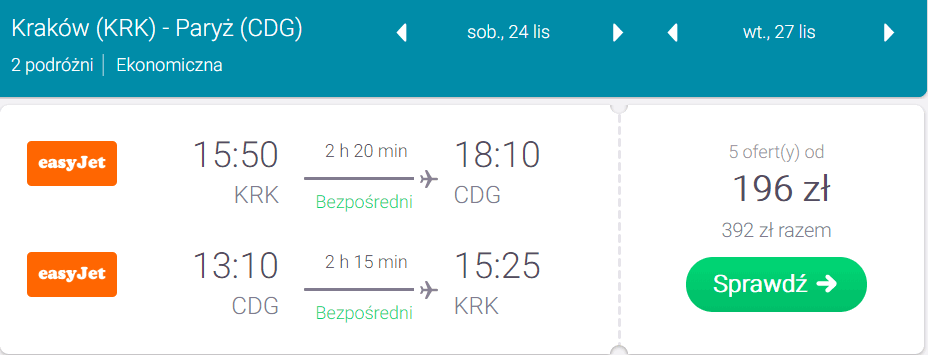rezerwacja lotów z krakowa do paryża