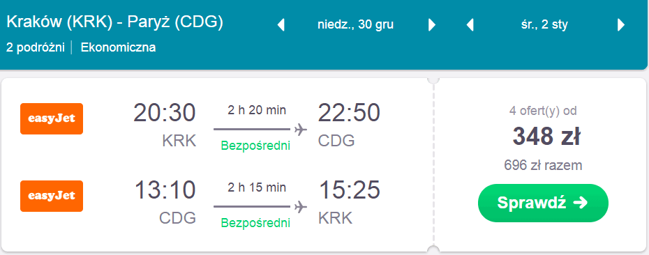 rezerwacja lotów z krakowa do paryża