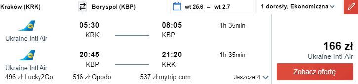 rezerwacja lotów z krakowa do kijowa