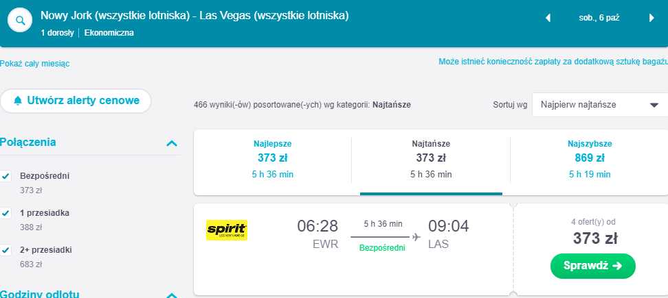 Rezerwacja przelotów do Las Vegas