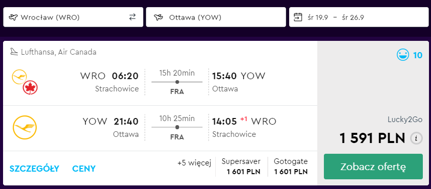 loty do ottawy