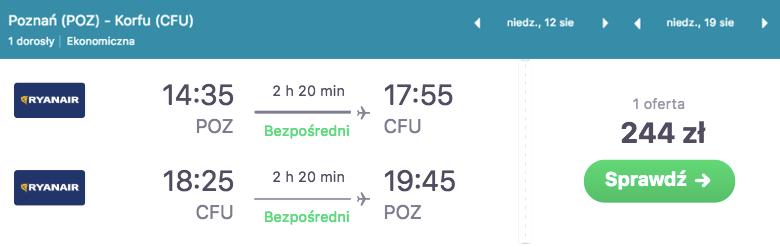 zarezerwuj loty na korfu