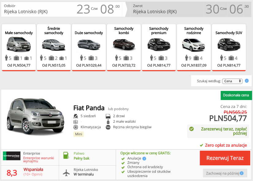 zarezerwuj auto w rijece