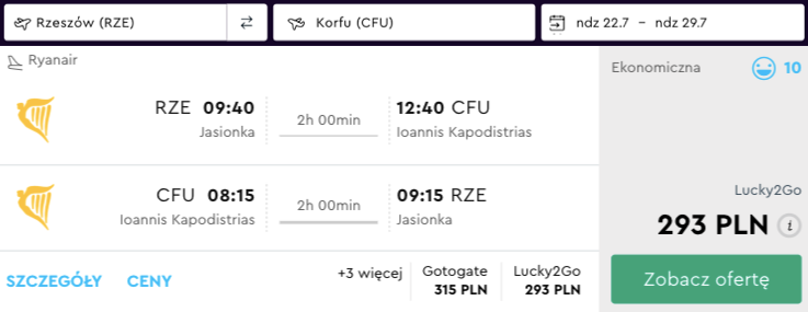 zarezerwuj loty na korfu
