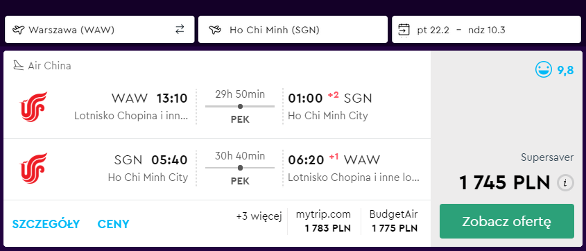 tanie loty do ho chi minh