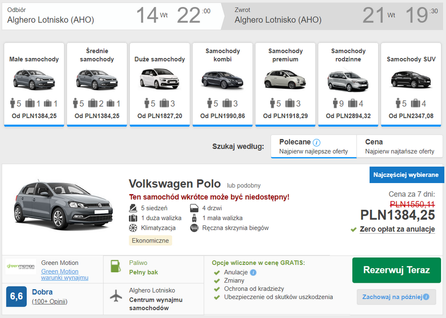 auto na sardynii