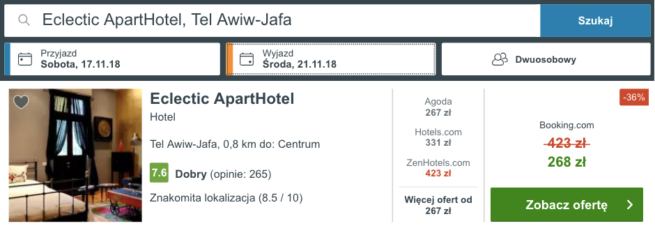 zarezerwuj hotel w tel awiw