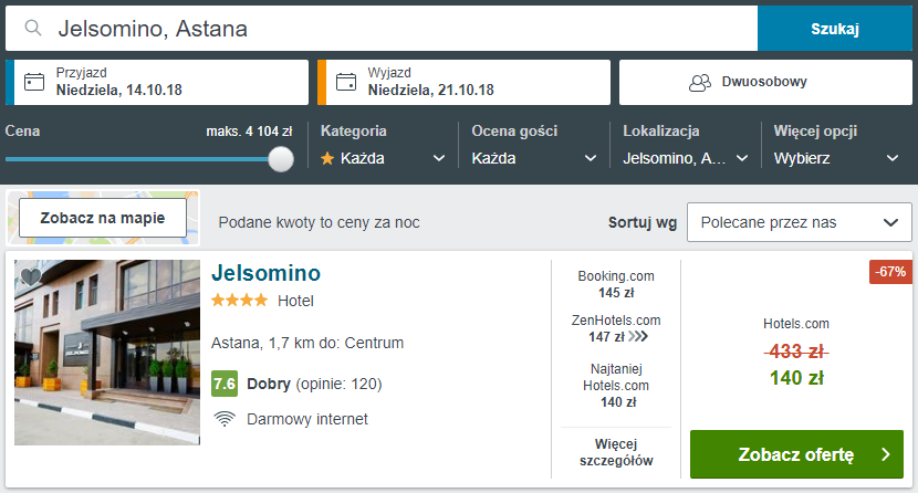 Rezerwacja obiektu w Astanie