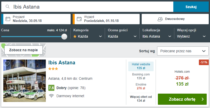Rezerwacja obiektu w Astanie