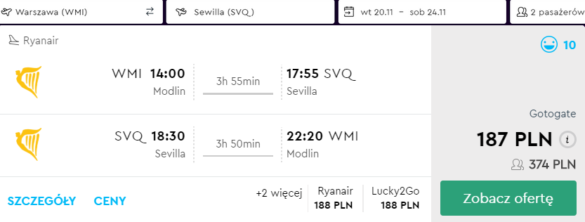 rezerwacja lotów z warszawy do sewilli