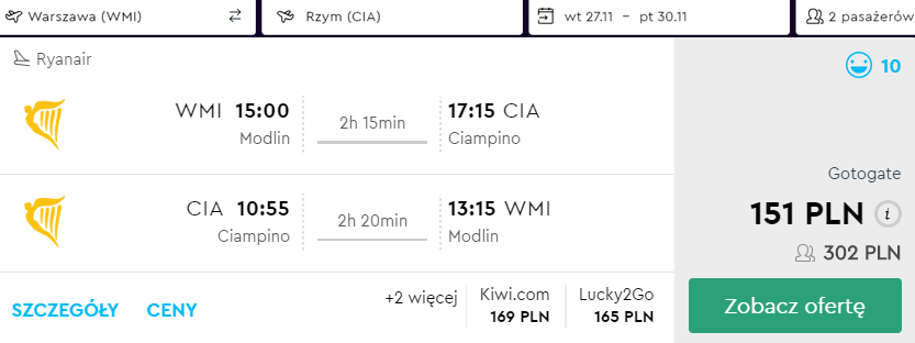 rezerwacja lotów z warszawy do rzymu