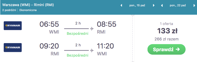 zarezerwuj loty do rimini