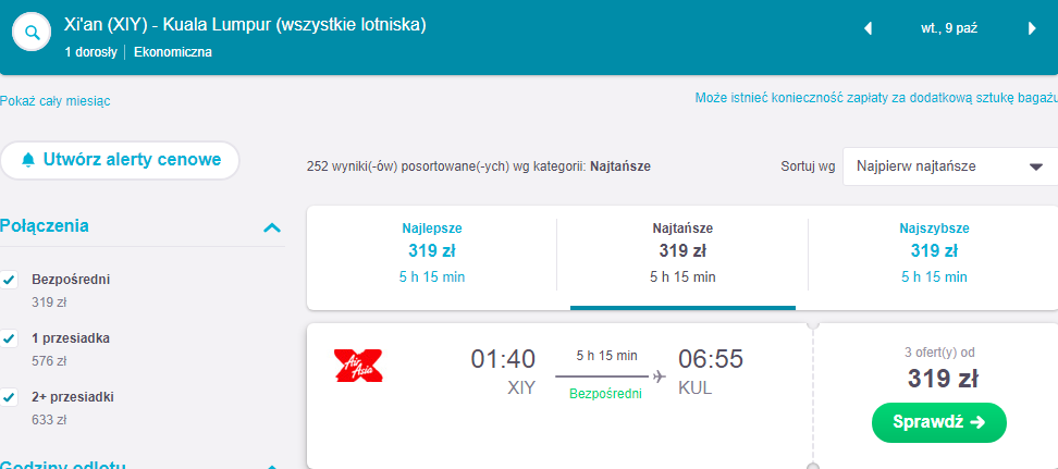 Rezerwacja przelotów do Kuala Lumpur