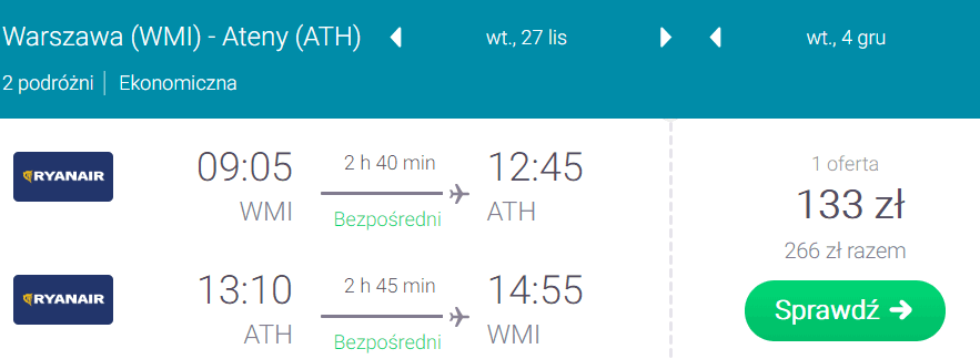 rezerwacja lotów do aten