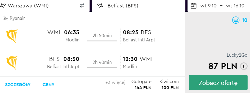 rezerwacja lotów z warszawy do belfastu