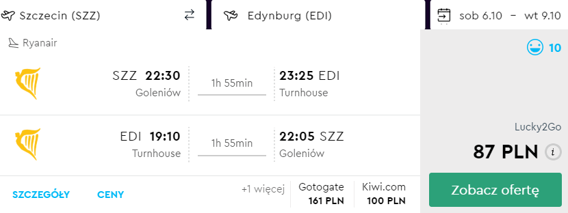 rezerwacja lotów ze szczecina do edynburga