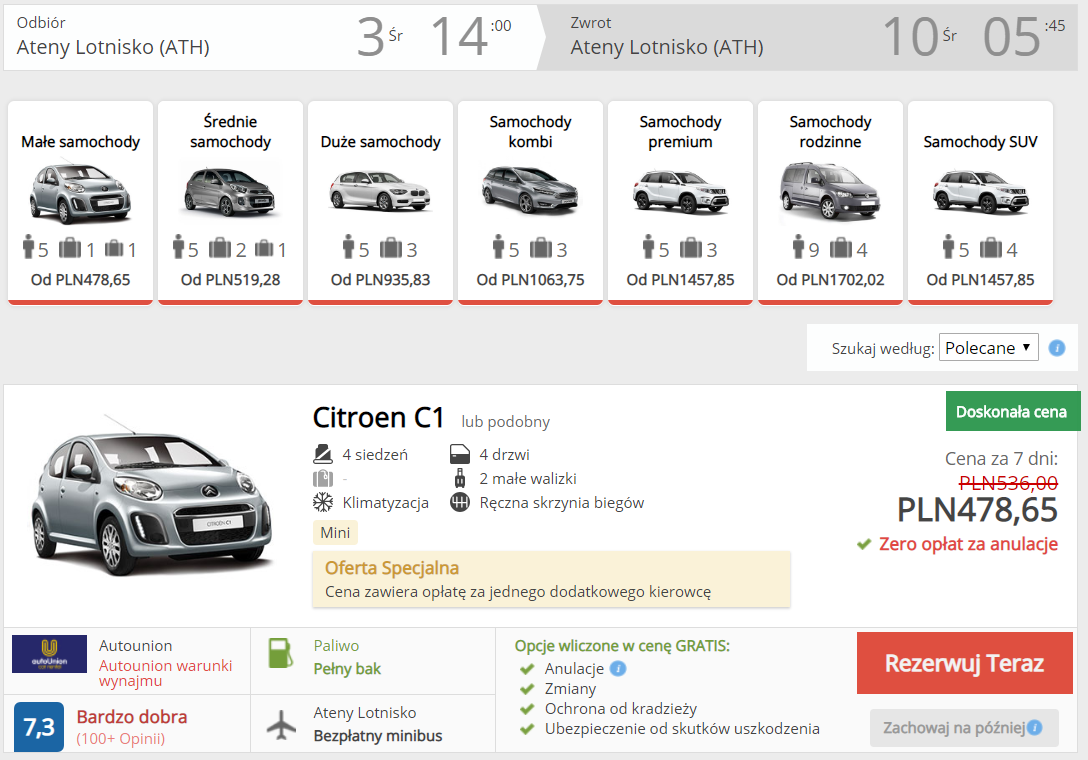 auto w atenach wypożyczenie