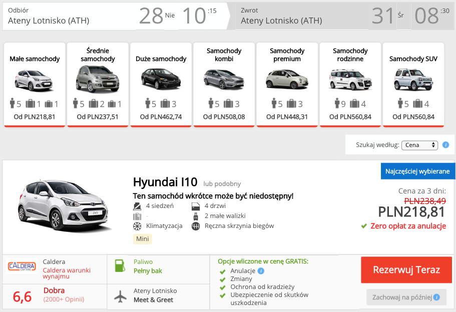 zarezerwuj auto w atenach