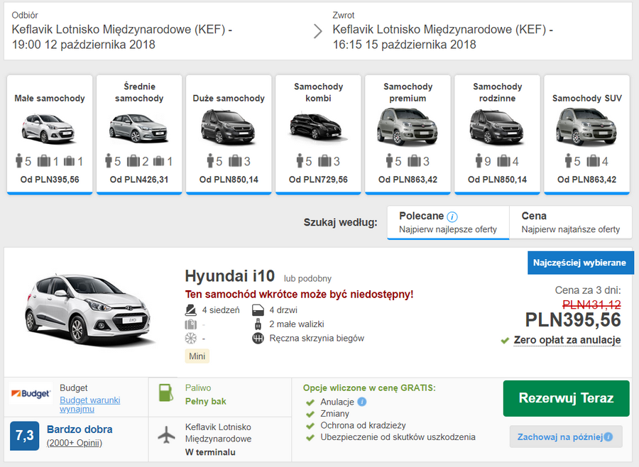auto na islandię