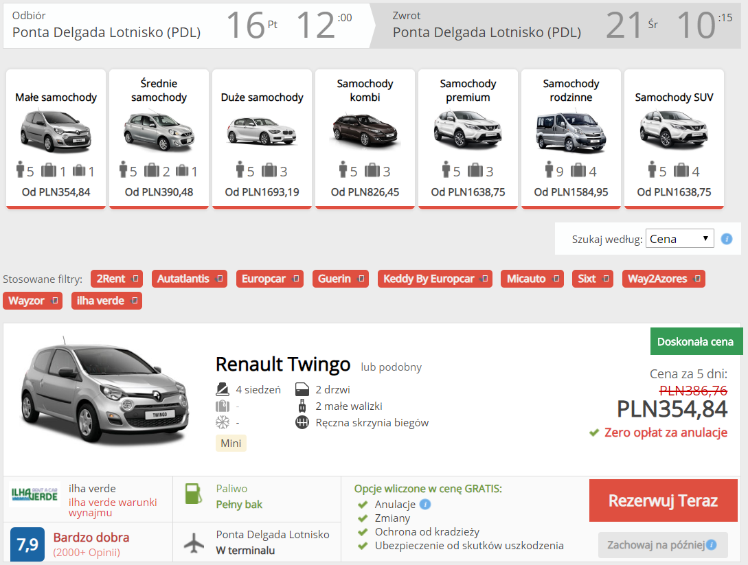 auto na azorach