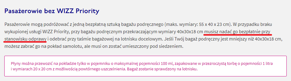 bagaż podręczny wizz air