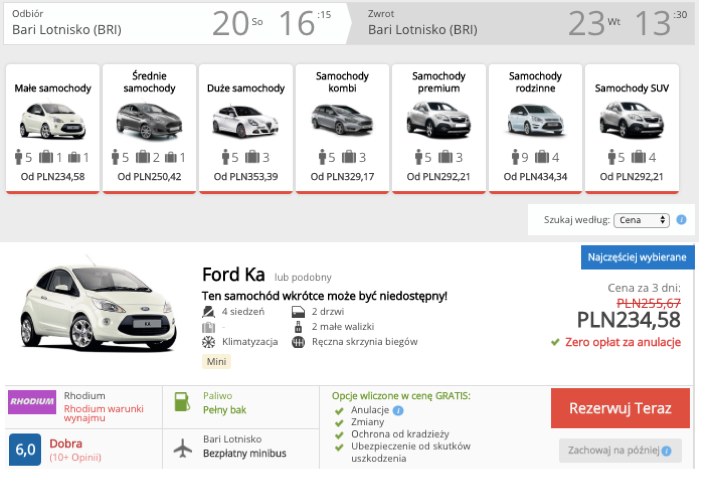 zarezerwuj auto w bari