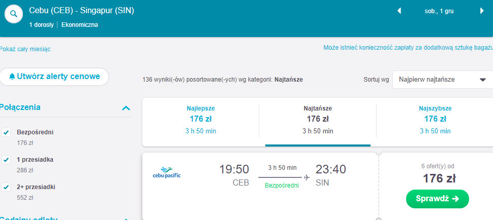 Rezerwacja przelotów z Cebu do Singapuru
