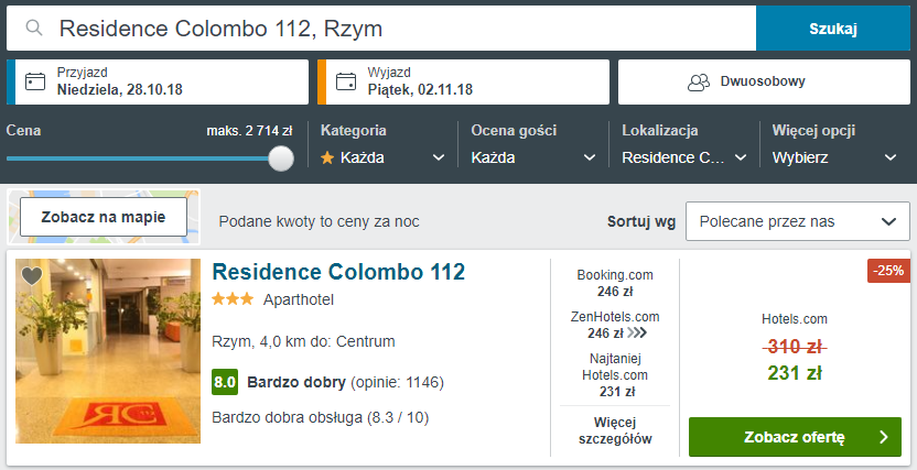 Rezerwacja obiektu w Rzymie