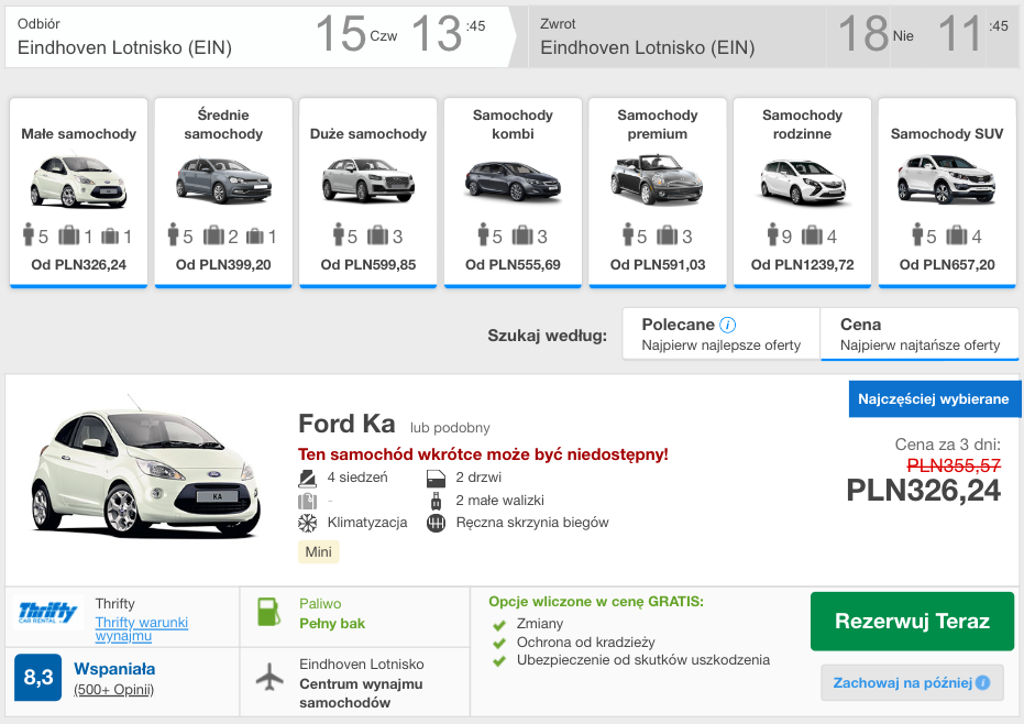 zarezerwuj auto w holandii