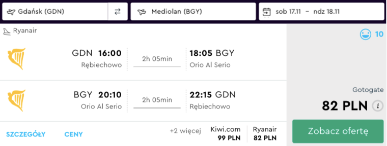 zarezerwuj loty do bergamo