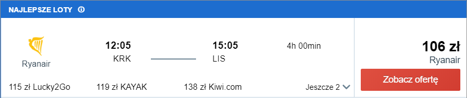 z krakowa do lizbony loty