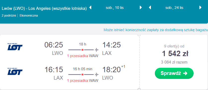 tanie loty do los angeles