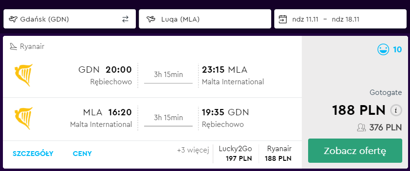 tanie loty na malte