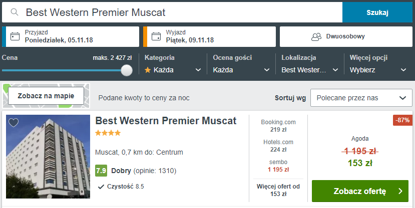 Rezerwacja obiektu w Maskacie